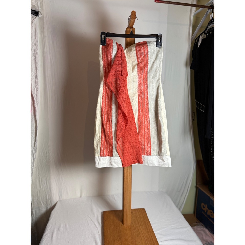 Fabrik Mesh Lace Strapless Mini Dress Coral White Striped MD-3328 Mens M